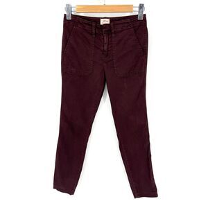 J. Crew Pants Womens Size 27 Skinny‎ Cargo Burgundy Red Cotton Stretch B8708